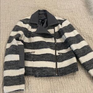 Marc By Marc Jacobs Black and White Striped Teddy Jacket